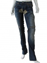 Vic-Torian Jeans con cerniere e pelle