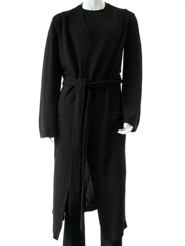 Rick Owens Unpatterned knitted coat with waistband