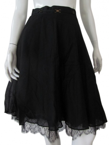 Angelos-Frentzos Skirt with lace flounce on bottom 