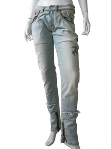 Vic-Torian Jeans con cerniere e pelle