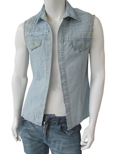 Vic-Torian Camicia smanicata di jeans