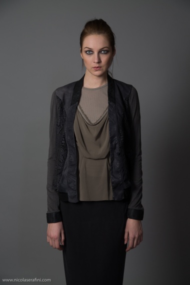 Nicolas & Mark Lasered Leather Cardigan