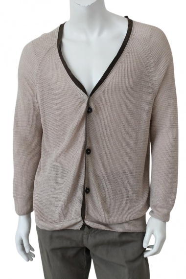 Nicolas & Mark Cardigan Punto Riso + Pelle
