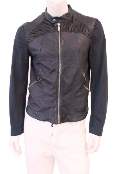 Nicolas & Mark Giacca zip dettagli in pelle